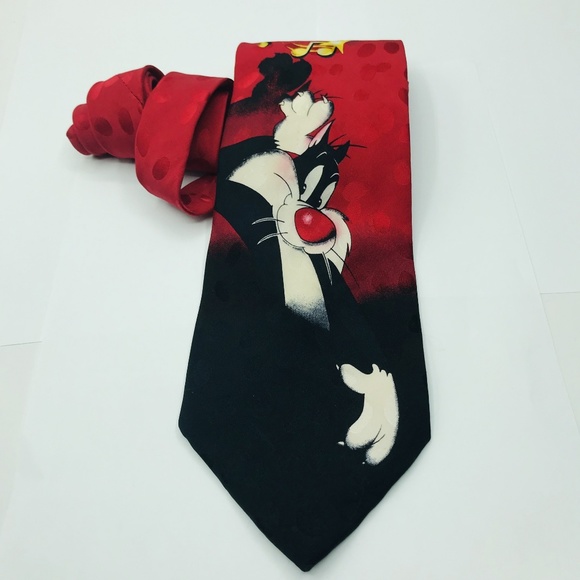 Looney Tunes Sylvester Tweety Mens Silk Tie 4×60″ - Picture 1 of 8